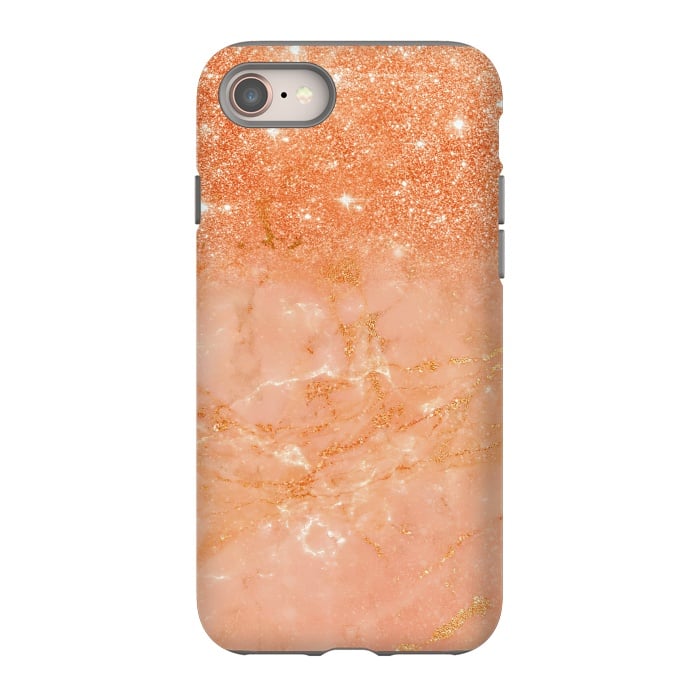 iPhone SE StrongFit Living Coral Glitter and Veins on marble by  Utart