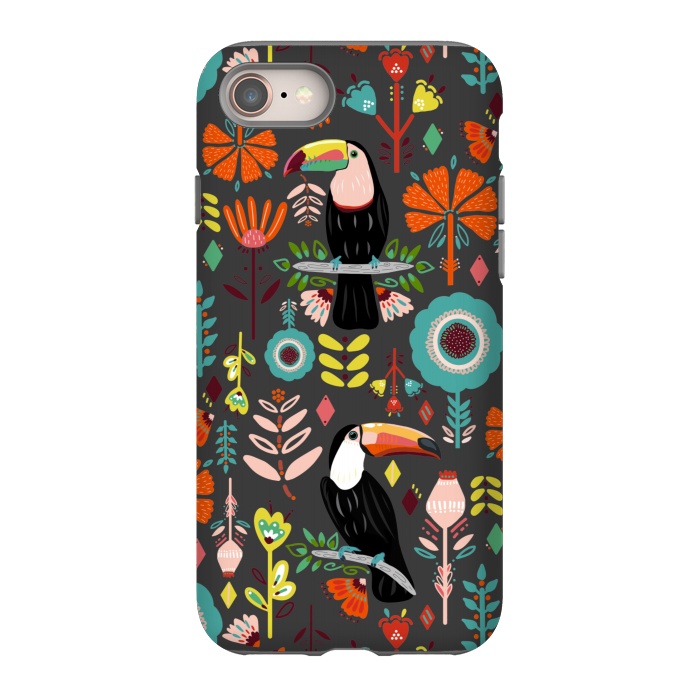 iPhone SE StrongFit Colorful Toucans On Grey  by Tigatiga