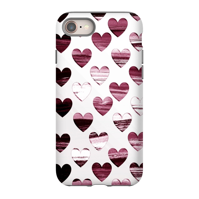 iPhone SE StrongFit Cherry wine brushed painted hearts by Oana 