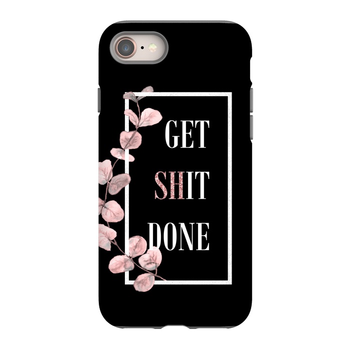 iPhone SE StrongFit Get shit done - with pink blush eucalyptus branch on black by  Utart