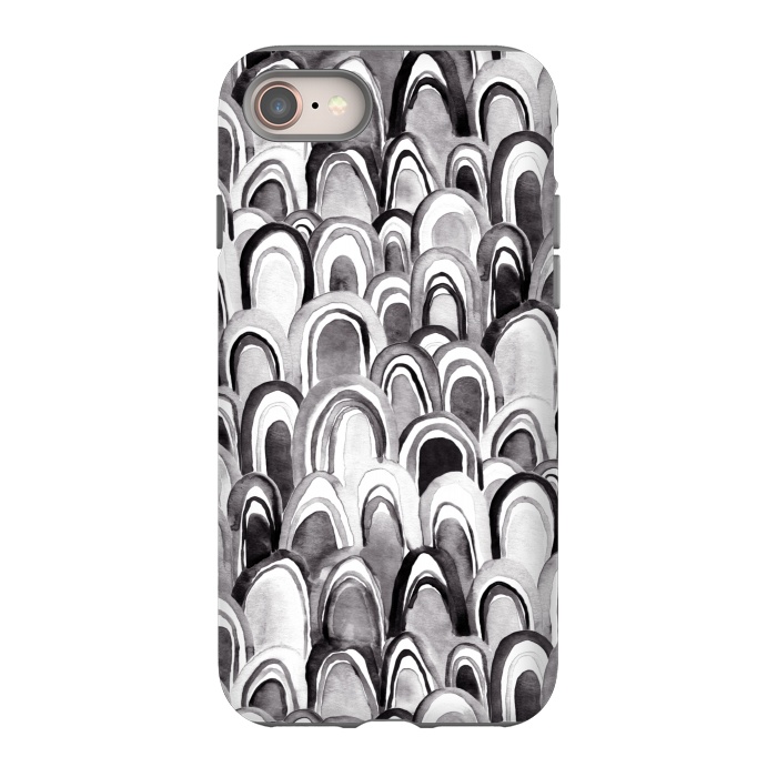 iPhone SE StrongFit Black & White Watercolor Mermaid Scales  by Tigatiga