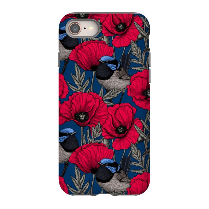 iPhone SE StrongFit Fairy wren and poppies by Katerina Kirilova