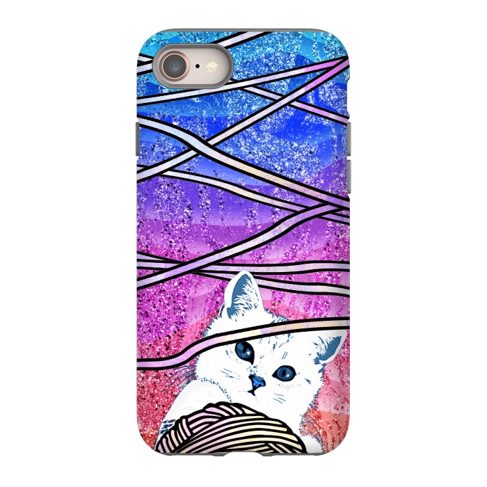 iPhone SE StrongFit Kitten playing with yarn and gradient marble by Oana 