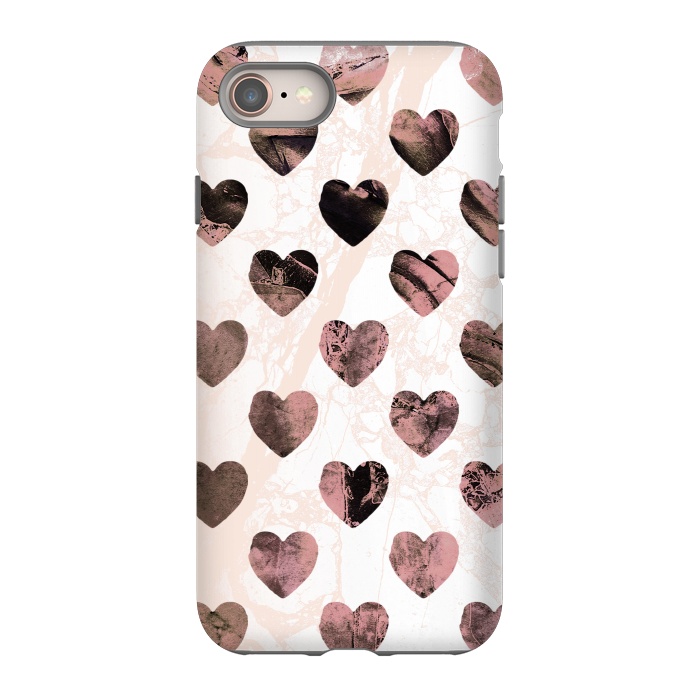 iPhone SE StrongFit Pastel pink marble hearts pattern by Oana 