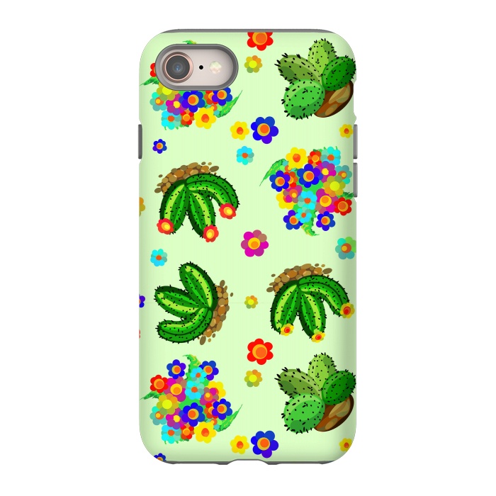 iPhone SE StrongFit Succulents, Cactus and Flowers Doodles Greenery  by BluedarkArt