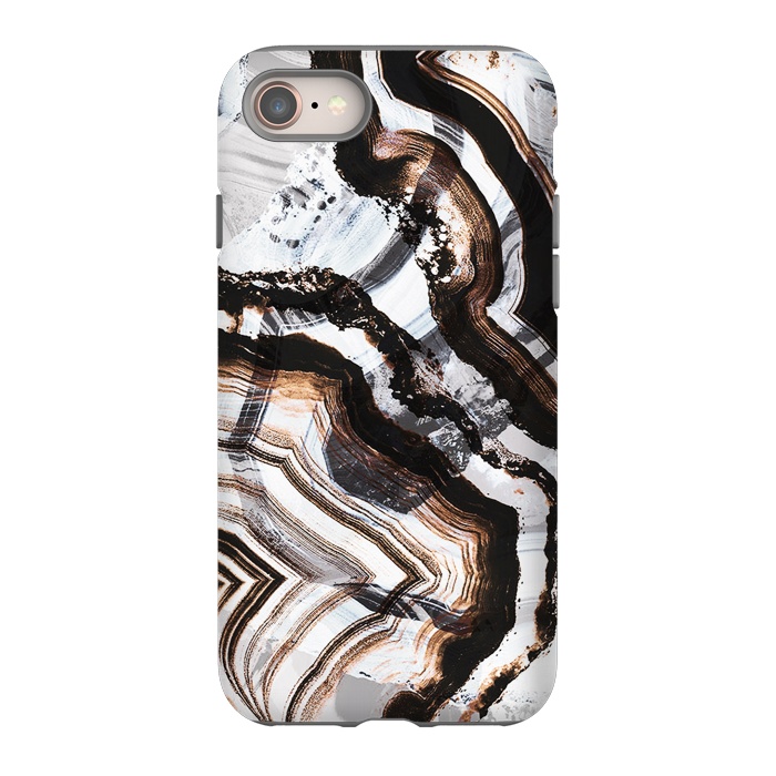 iPhone SE StrongFit Agate marble brown brushtroke stripes by Oana 