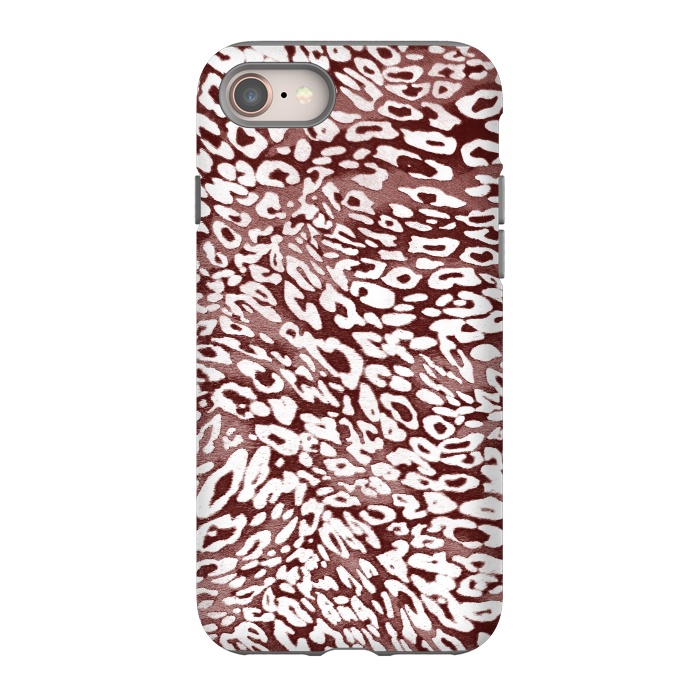 iPhone SE StrongFit White leopard print spots on burgundy by Oana 