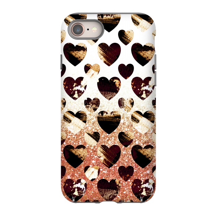 iPhone SE StrongFit Golden animal print spotted hearts by Oana 