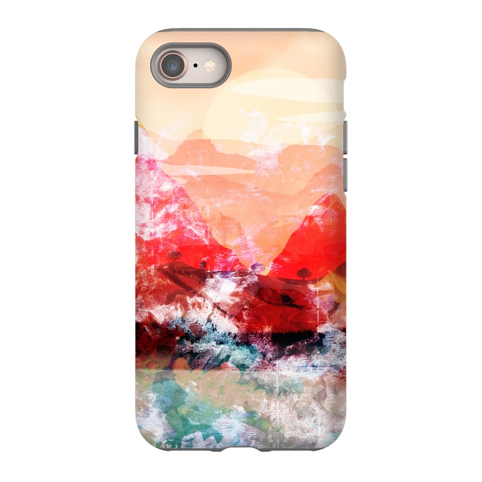 iPhone SE StrongFit Peach read painted mountain landscape by Oana 