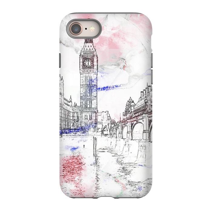 iPhone SE StrongFit London's Big Ben line art travel sketch by Oana 