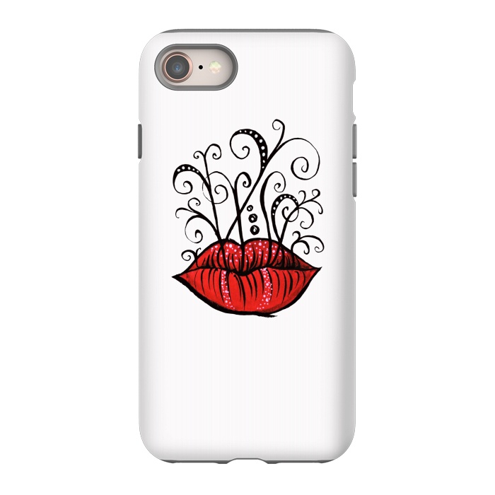 iPhone SE StrongFit Weird Lips Ink Drawing Tattoo Style by Boriana Giormova