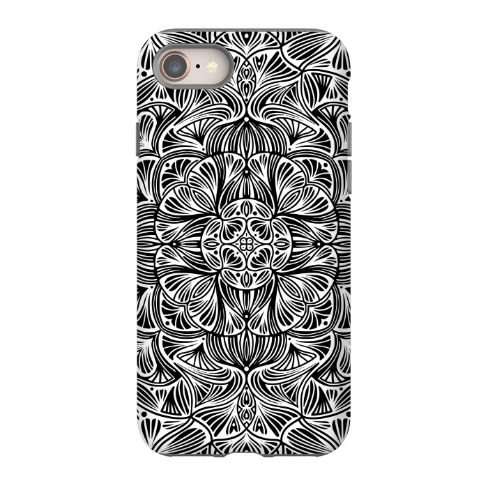 iPhone SE StrongFit Black and White Mandala 012 by Jelena Obradovic