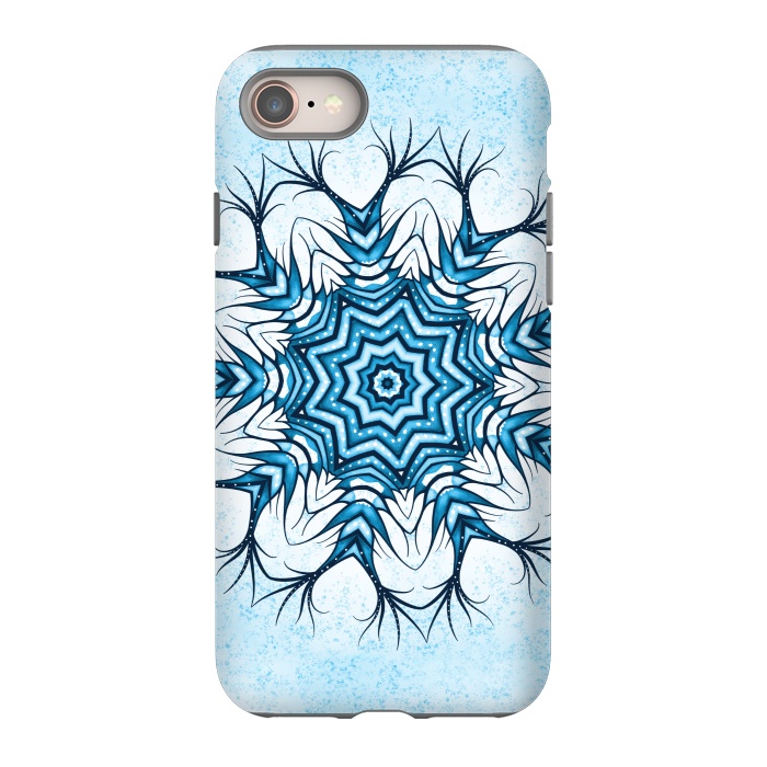 iPhone SE StrongFit Snowflake Mandala In Blue Winter Abstract Art by Boriana Giormova