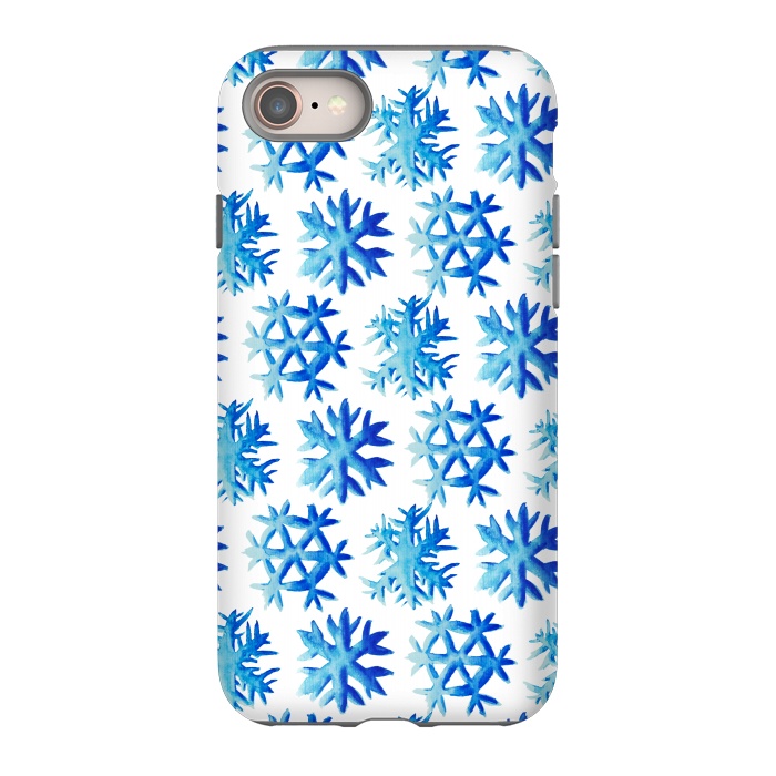 iPhone SE StrongFit Blue Watercolor Snowflake Pattern by Boriana Giormova