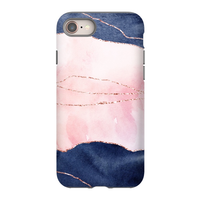 iPhone SE StrongFit Pink and Blue Watercolor Texture with gold veins by DaDo ART