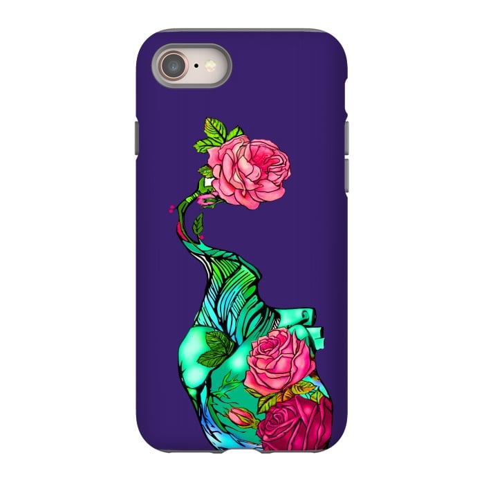 iPhone SE StrongFit Heart floral design colorful pink roses peonies by Josie