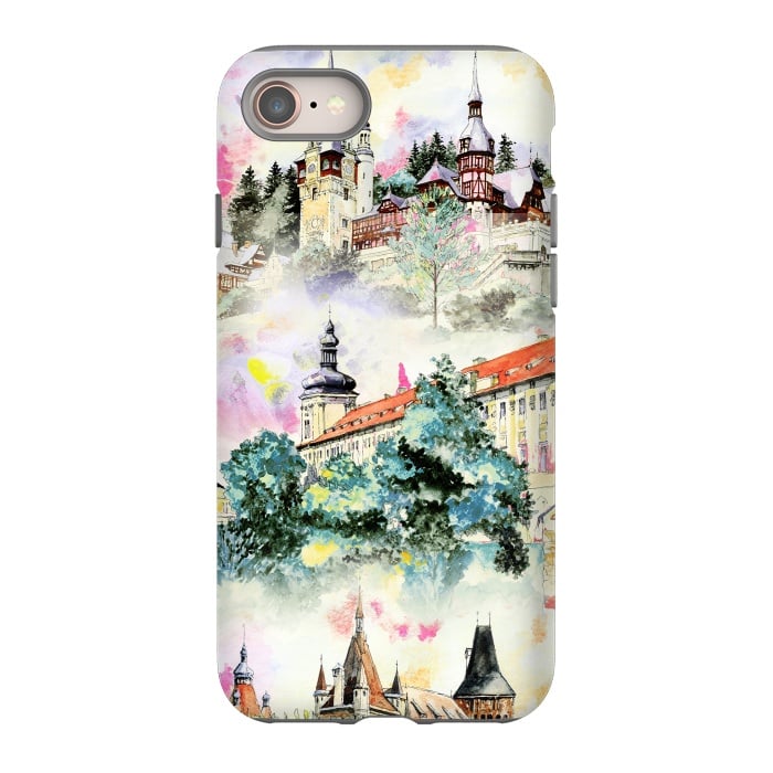 iPhone SE StrongFit Mountain castles watercolor illustration by Oana 