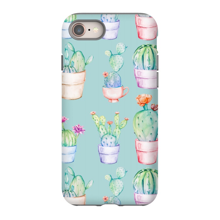 iPhone SE StrongFit Cactus Pattern Blue Background 2 by Alemi