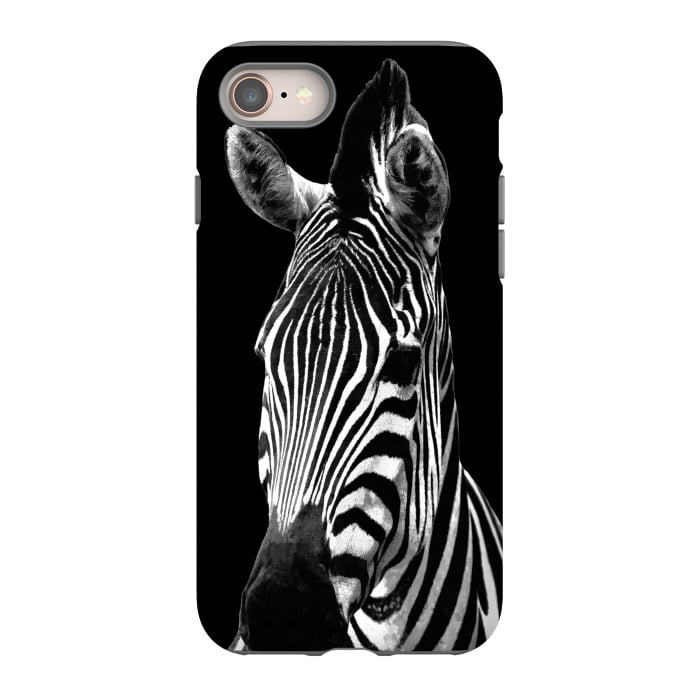 iPhone SE StrongFit Black and White Zebra Black Background by Alemi