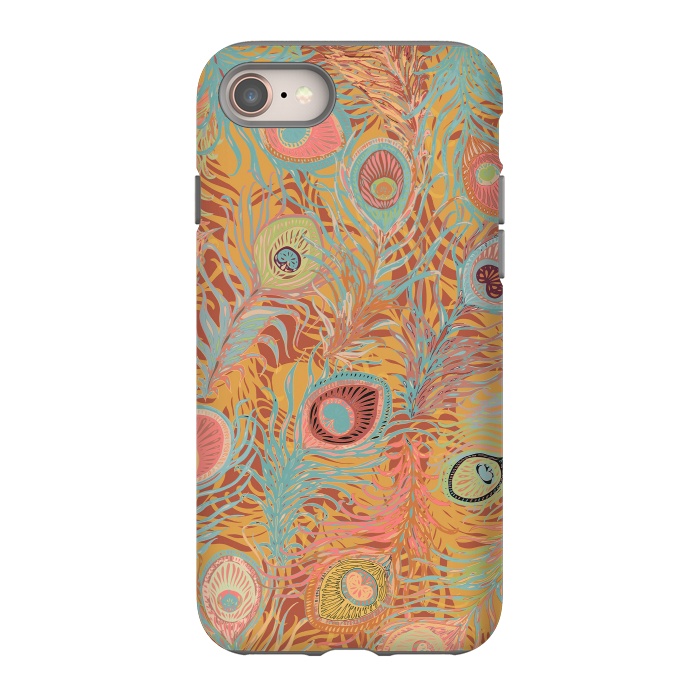 iPhone SE StrongFit Peacock Feathers - Soft Coral by Lotti Brown