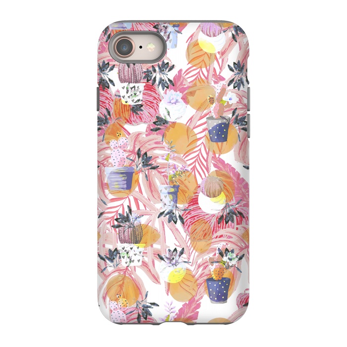 iPhone SE StrongFit Cute cacti pots and pink tropical foliage by Oana 
