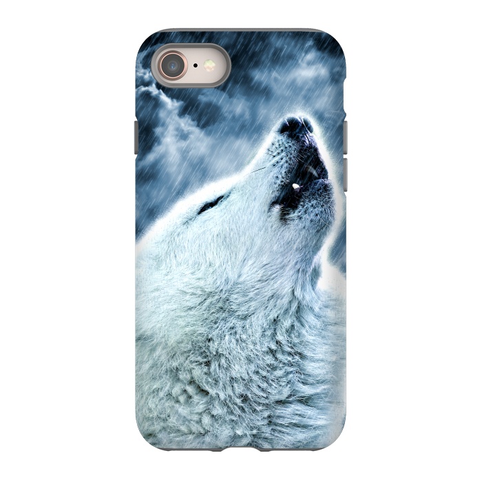 iPhone SE StrongFit A howling wolf in the rain by Simone Gatterwe