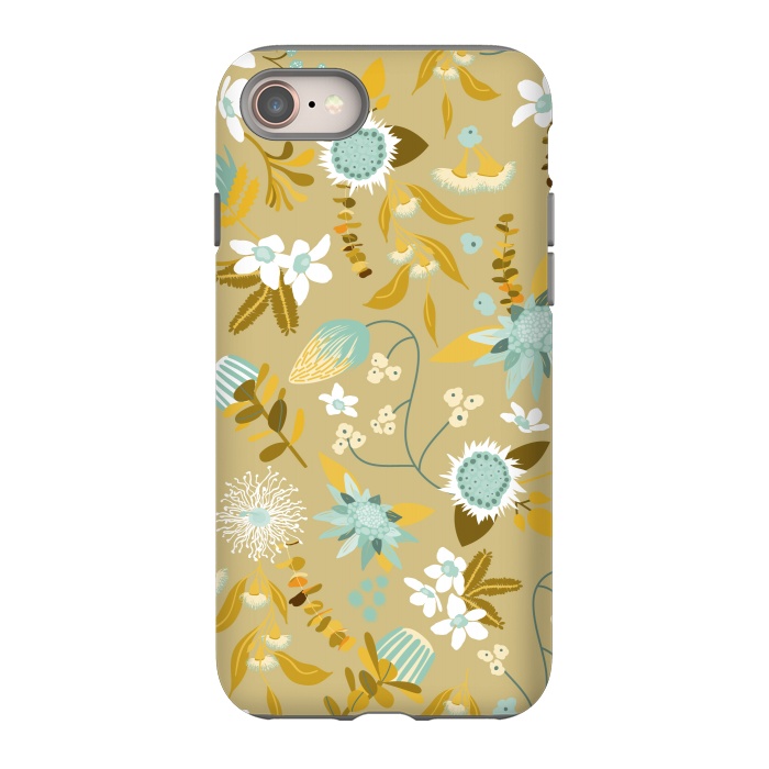 iPhone SE StrongFit Stylized Australian Florals in Blue and Cream by Paula Ohreen