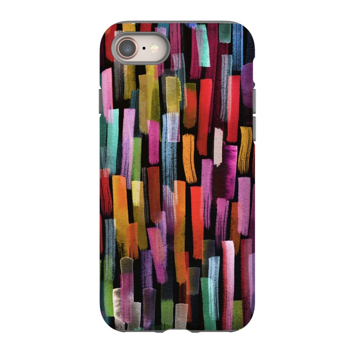 iPhone SE StrongFit Colorful Brushstrokes Black by Ninola Design