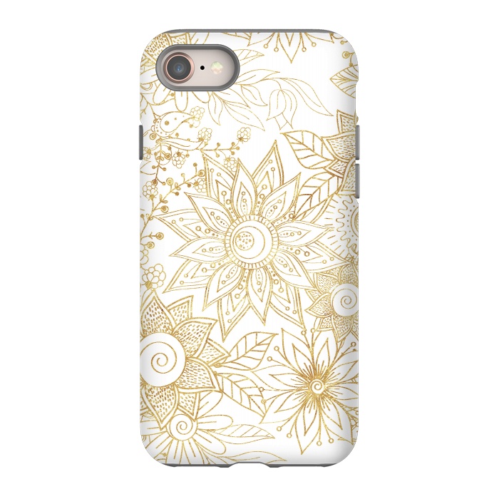 iPhone SE StrongFit Elegant golden floral doodles design by InovArts