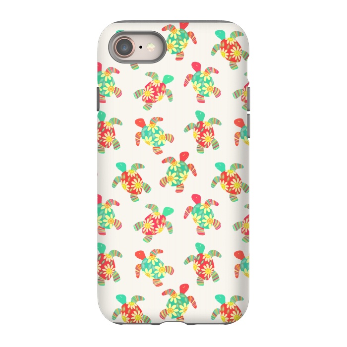iPhone SE StrongFit Cute Flower Child Hippy Turtles on Cream  by Micklyn Le Feuvre