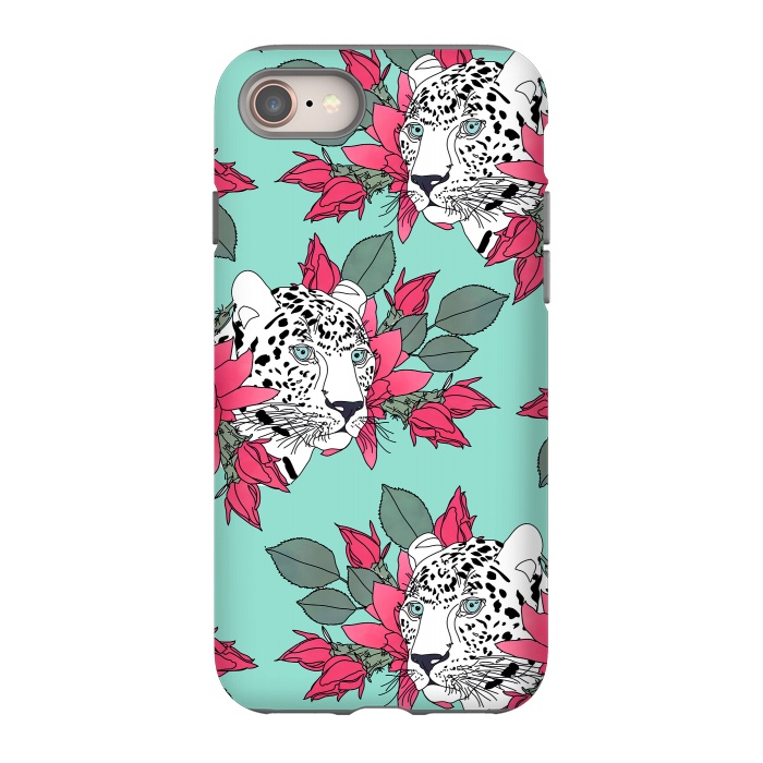 iPhone SE StrongFit Stylish leopard and cactus flower pattern by InovArts