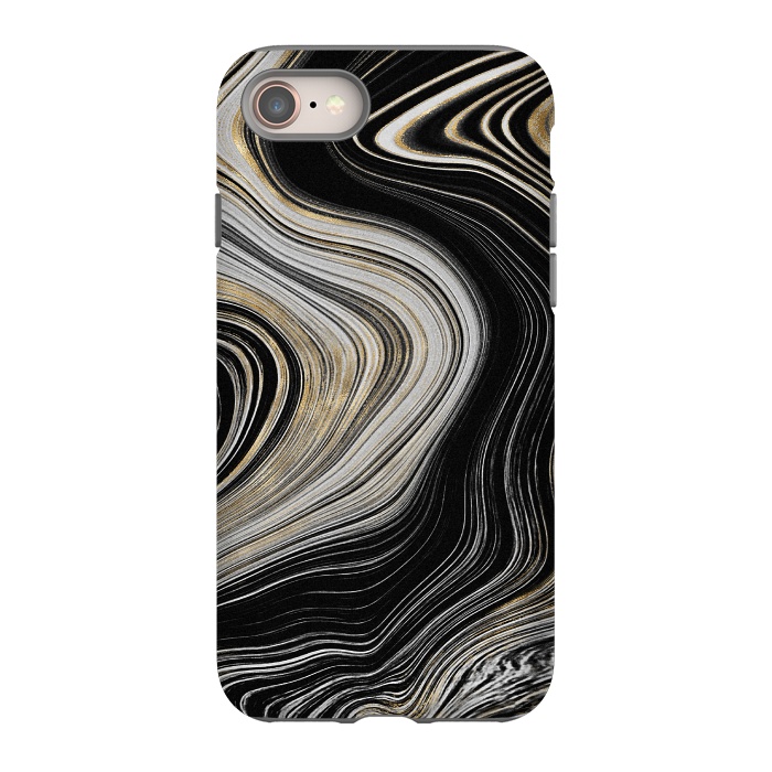 iPhone SE StrongFit Trendy Black White and Faux Gold Agate Gem  by  Utart