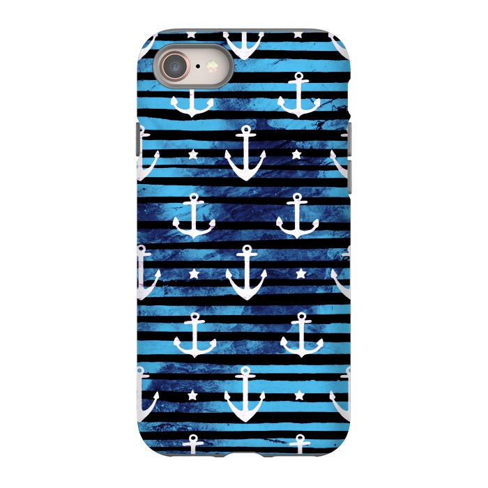 iPhone SE StrongFit Nautical anchors and stripes pattern by Oana 