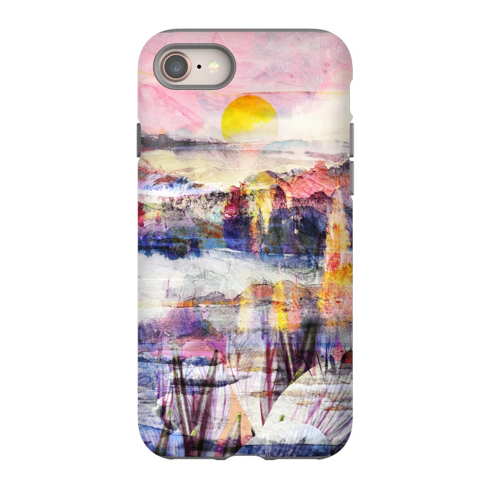 iPhone SE StrongFit Colorful painted sunset landscape by Oana 