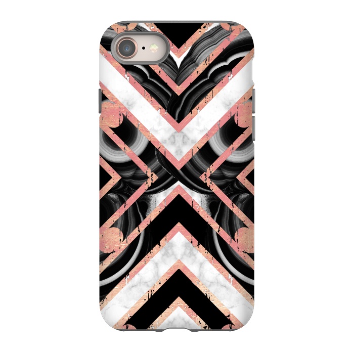 iPhone SE StrongFit Monochrome geometric marble tiles with golden contour by Oana 