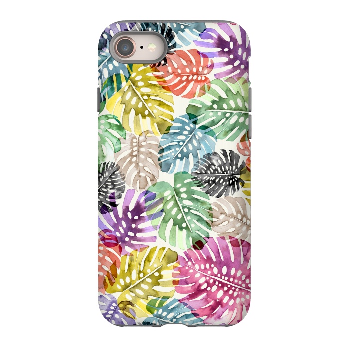 iPhone SE StrongFit Colorful Tropical Monstera Leaves by Ninola Design