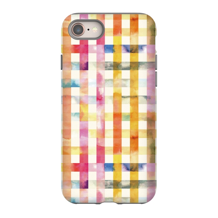 iPhone SE StrongFit Vichy Gingham Watercolor Yellow by Ninola Design