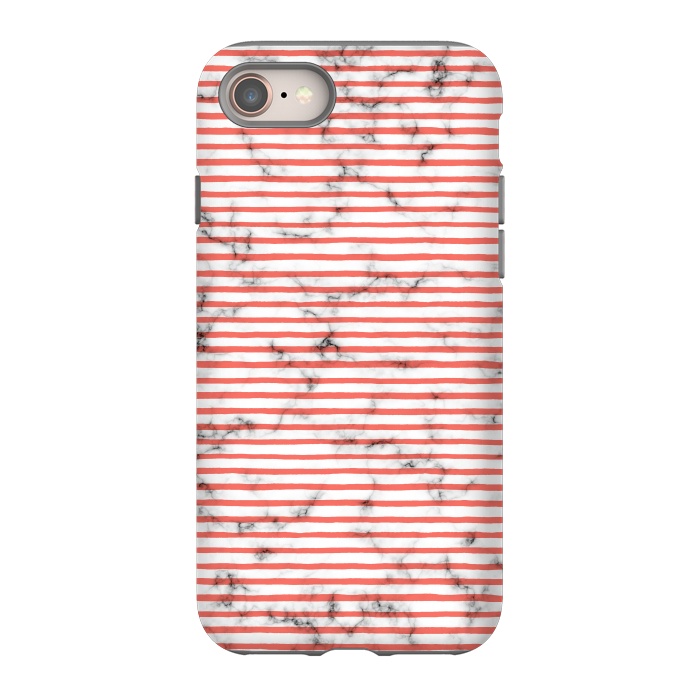 iPhone SE StrongFit Marble Marker Coral Stripes by Ninola Design