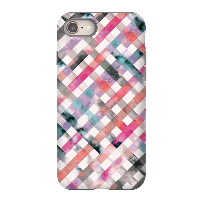 iPhone SE StrongFit Watercolor Vichy Gingham Pink by Ninola Design