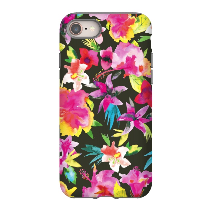 iPhone SE StrongFit Caribbean Flowers and Palms by Ninola Design