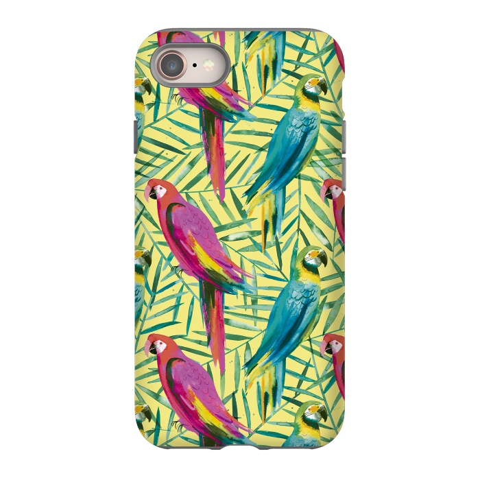 iPhone SE StrongFit Tropical Parrots and Palms by Ninola Design