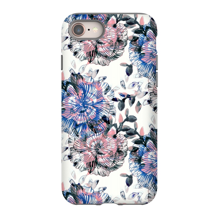 iPhone SE StrongFit Watercolor painted flowers and foliage by Oana 