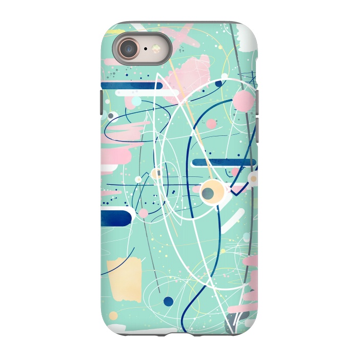 iPhone SE StrongFit Modern mint strokes and dots creative art  by InovArts