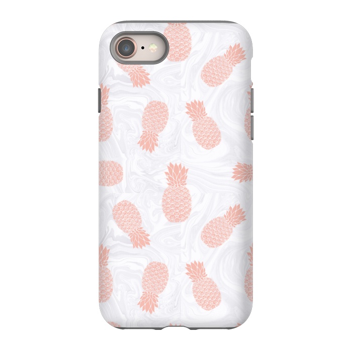 iPhone SE StrongFit Pink Pineapples on White Marble by Julie Erin Designs