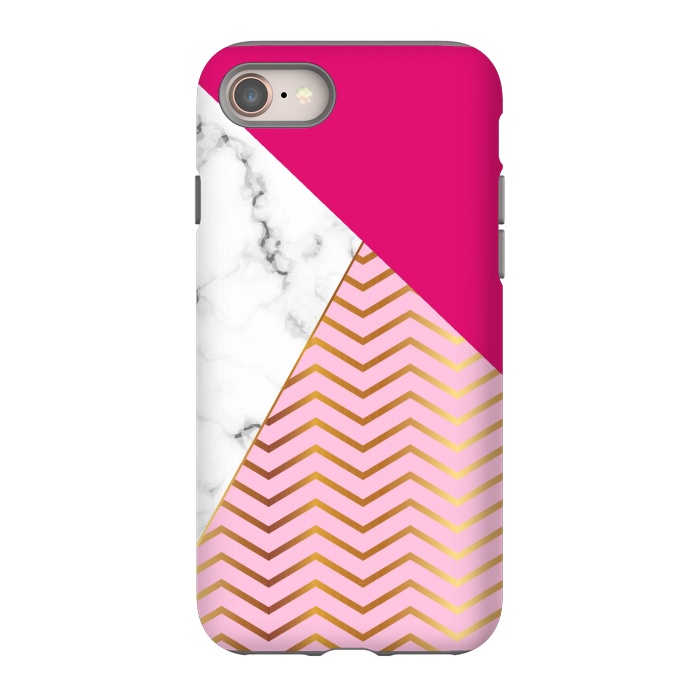 iPhone SE StrongFit Curved Lines In Marble And Magenta by ArtsCase