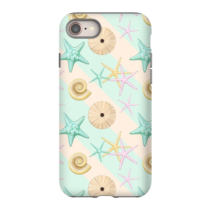 iPhone SE StrongFit Seashells and starfish Beach Summer Pattern by BluedarkArt