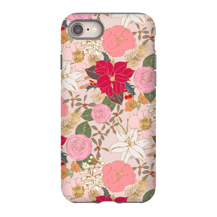 iPhone SE StrongFit Elegant Golden Strokes Colorful Winter Floral by InovArts