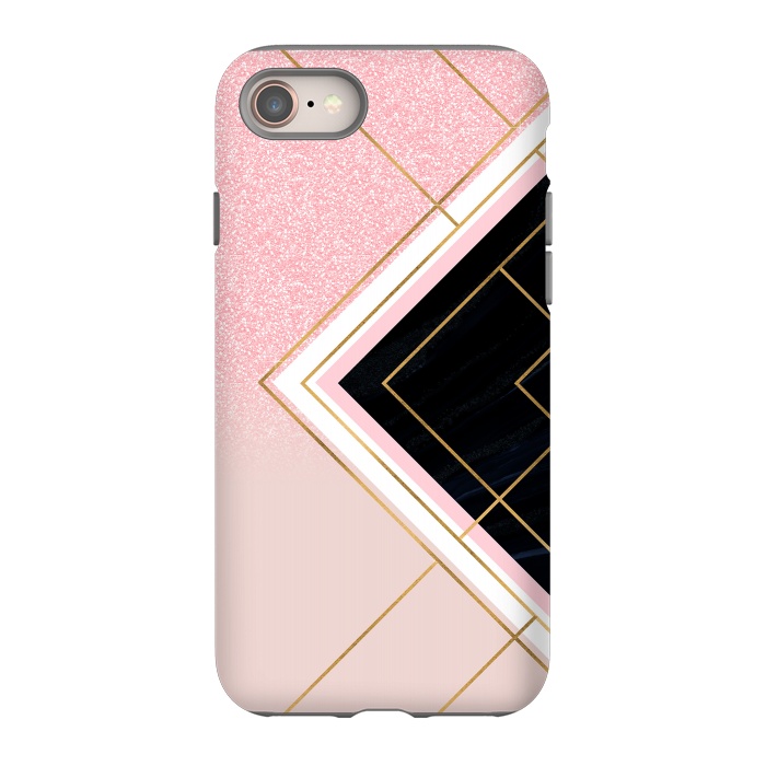 iPhone SE StrongFit Modern Geometric Pink Gold Strokes Design by InovArts