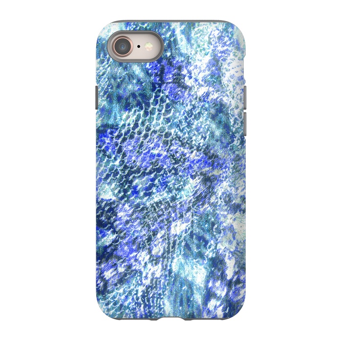 iPhone SE StrongFit Blue watercolor snake skin pattern by Oana 