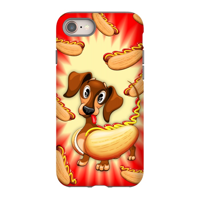 iPhone SE StrongFit Dachshund Hot Dog Cute and Funny Character by BluedarkArt